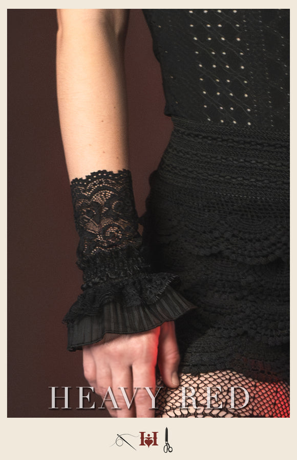 Victorian Pleated Lace & Ribbon Wrist Gloves