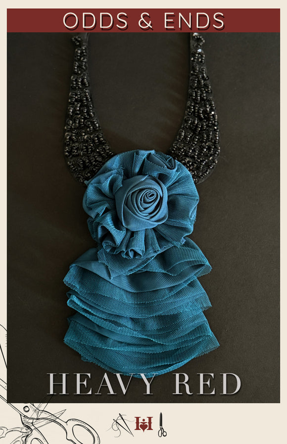 Vintage Beaded Blue Floral Cravat