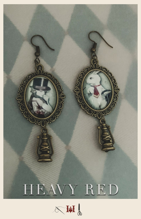 Alice in Wonderland & White Rabbit Earrings