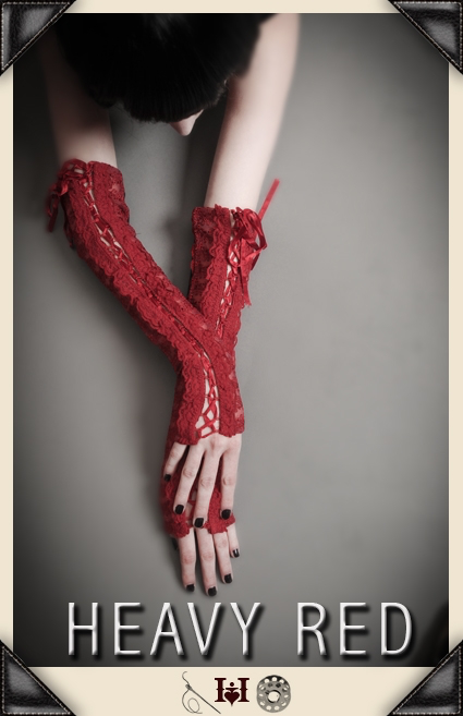 Bound By Love Red Corset Gloves