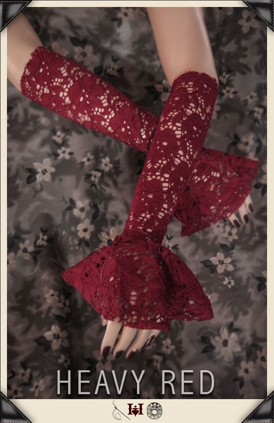 Crimson Lace Evening Gloves