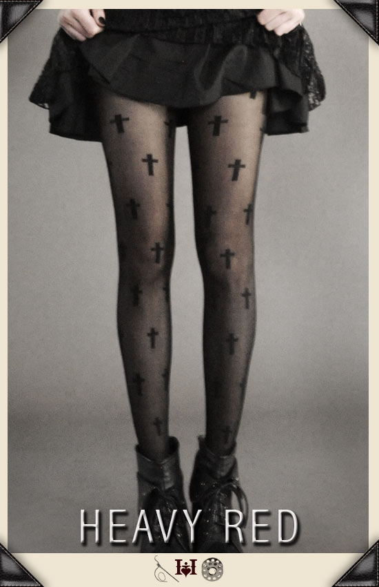 Black cross gothic stockings – HeavyRed